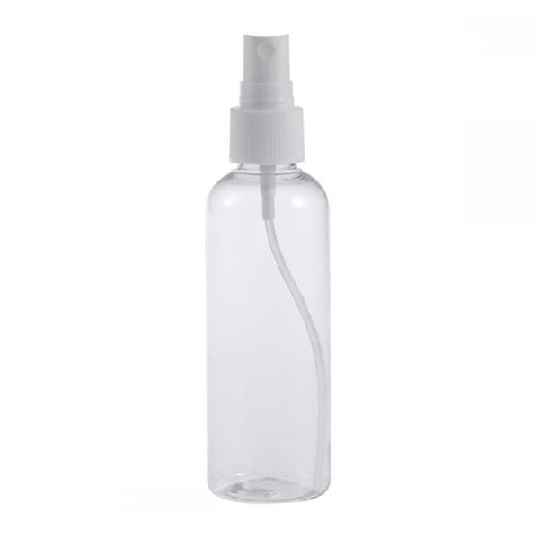 Bärbar Sprayflaska Påfyllningsbar Reseanvändning Transparenta Flaskor med Vit Spruta 100ml Cylindrisk Läcksäker 4st