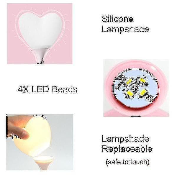 Moteriktig 3D LED Hjerteformet Berøringsdimbar Bordlampe