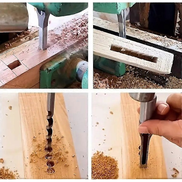 6,4 mm 1/4 Träbearbetningsverktygssats: Spiralborr för fyrkantiga hål, Mejsel, Förlängningssåg &amp; Mer - Perfekt för Snideri och DIY-möbler