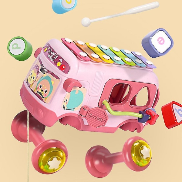 Multifunktionell handtrumbussleksak för barn Rosa