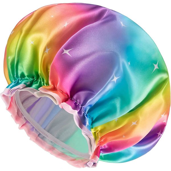 Brusehætte til kvinder og piger, genanvendelig, overdimensioneret, dobbelt vandtæt, vaskbar, sød og blød Stardust-pakke (32 cm)