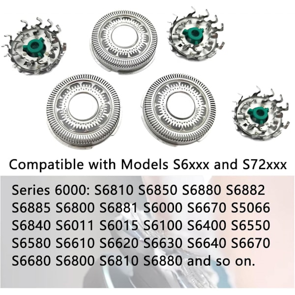 SH60/72 Ersättningshuvuden Kompatibla med Philips Series 6000 Rakapparat för S6810, S6820, S6850, S6880/81