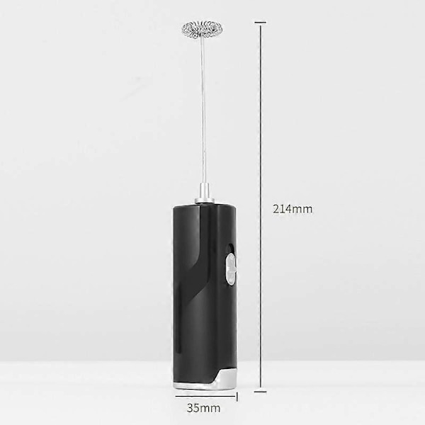 (Svart) Mini Håndholdt Trådløs Blender med Elektrisk Melkeskummer