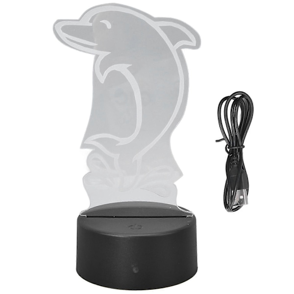 3D Nattlampa Touchkontroll 7 Färger Unik 3D Delfinform USB Uppladdningsbar Batteridriven Nattlampa