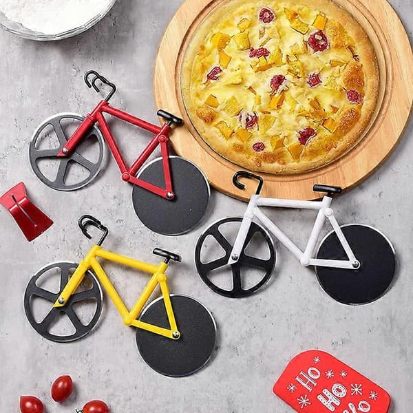 Pizza cutter i rustfritt stål, deig pizza cutter (2 stk, svart, hvit)