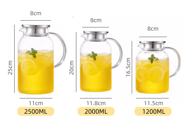 Karaffel 2 liter 71 ounces, glaskaraffel med låg