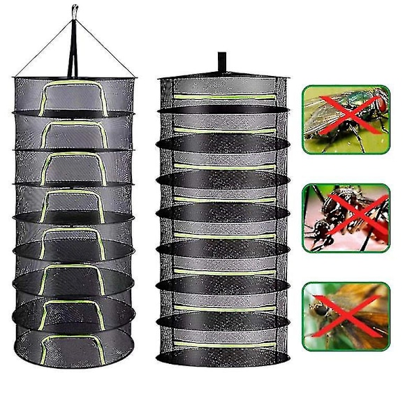 (Style A 2 Lag) Lagdelt Tørrenet til Urter Hængende Kurv Foldbar Tørrestativ Urte Tørrenet Tørretumbler Pose Mesh til Blomster Knopper Planter Organizer