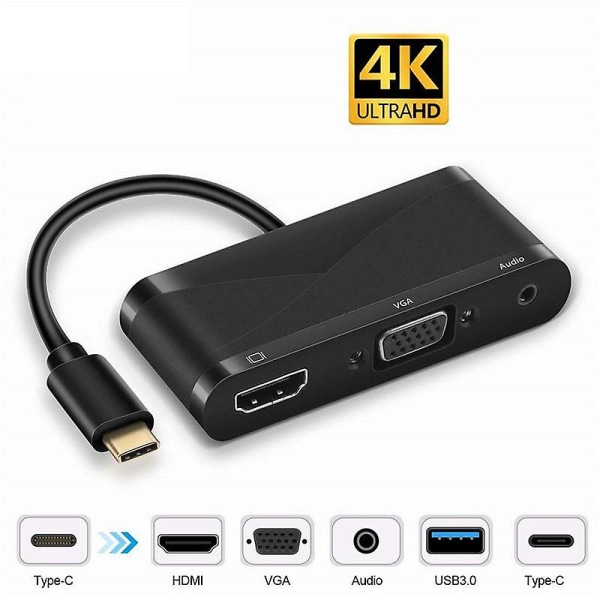 Type-c Till Hdmi Vga 3.5 Ljudadapter 5I1 Usb-c Laddningshubb