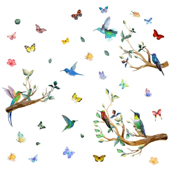 Vårfönsterdekoration, 2 blad, fåglar, vårfönsterdekoration, 30*60cm