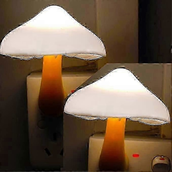 To-pakning Lyskontroll Sopp Dekorativt Nattlys, Lyssensor Bryter Nattlampe Led Lys Bursdagsgave (Gul) f54