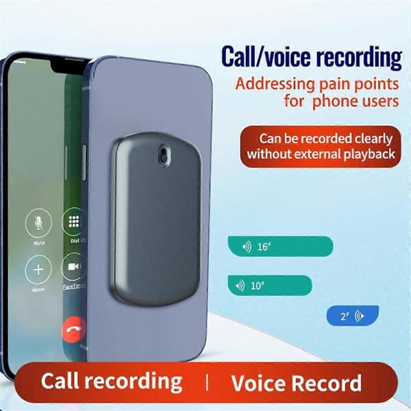 Stemmeopptaker Penn Mobiltelefon Samtaleopptaker Magnetisk Opptaksutstyr for IOS/Android Møte Intervju 32G
