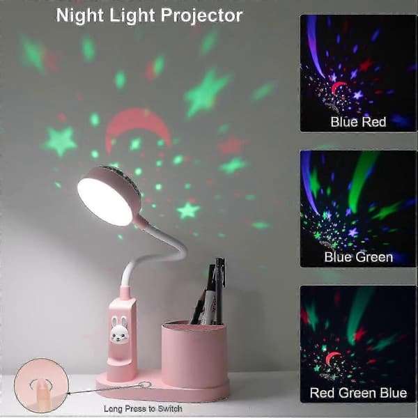 Bordlampe Børne Sengelampe M/ Penneholder Dæmpbar Genopladelig Led Læselampe[PB]