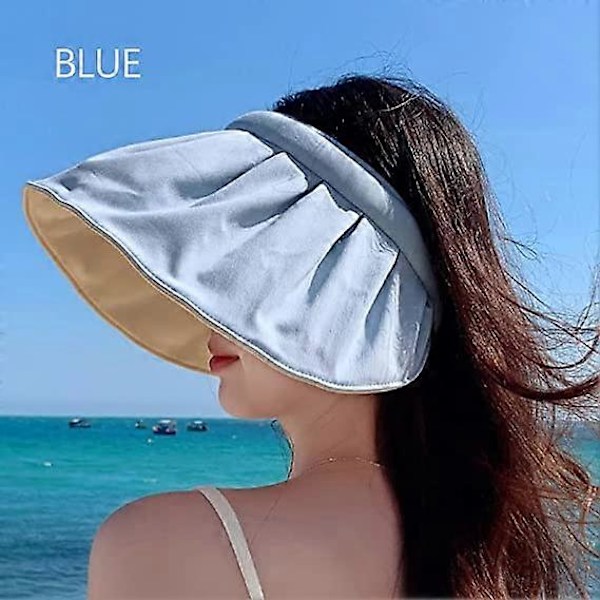 Visir för kvinnor, Anti UV Visir Keps, Vikbar Hatt, Bredbrättad Strandhatt, Solskyddskeps, UPF50+, för Tennis, Utomhusfritid, Strandresor, Löpning(Be