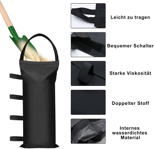 Sandvægtposer til foldetelte og pavilloner, sort, 4 stk./sæt, sandvægtpose (sort sandsæk)