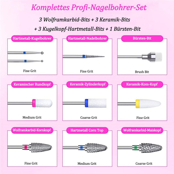 Manicure-pedicure sæt, 10 dele, negleklipper tilbehør 2,38 mm