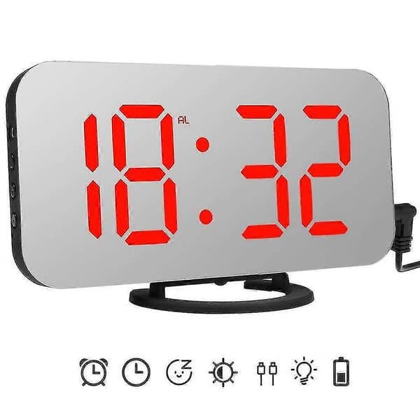 LED Digital Laddningsbar Sängklocka med Smart Display, Snooze och Stor LCD-Alarmklocka