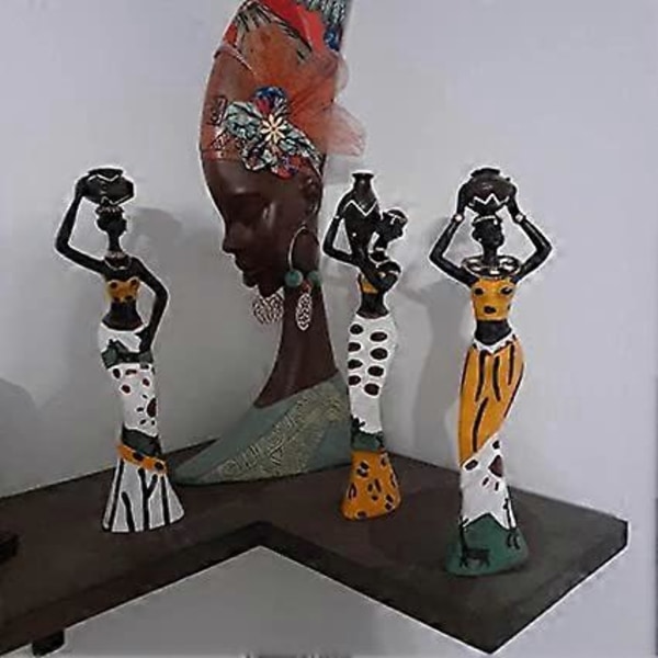 Set med 3 afrikanska skulpturer med tejp, kvinnofigurin staty heminredning prydnader heminredning prydnader fr s