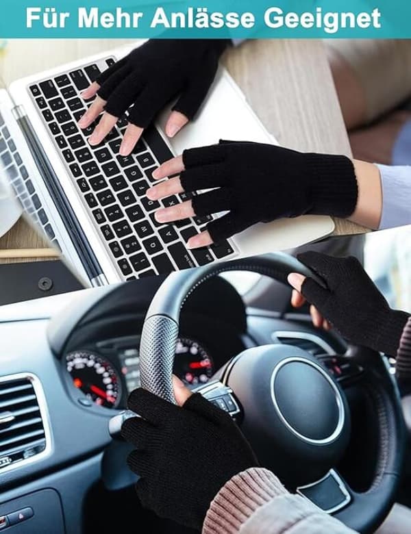 Vinter Halkfria Fingerlösa Handskar, Termiska Halvfingerhandskar, Halkskyddande Sporthandskar, Varma Stretchiga Stickhandskar för Mig