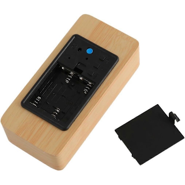 1 stk. Ny kreativ multifunksjonell LED treklokke 15x7x4.5cm, elektronisk trevekkerklokke for hjemmet, stille digital klokke, bordklokke, flere m