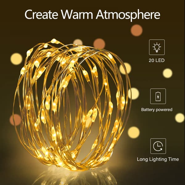 2m USB-pistoke LED-valosarja, lämmin valkoinen sisäkäyttöön, 1 kpl