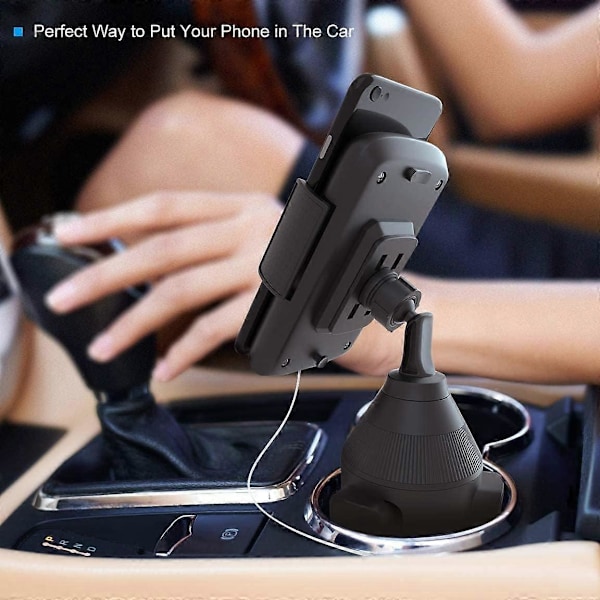 Universal Bil Mobiltelefonholder Smartphone Kopholder Stand, Maks. Diameter 5,7 cm - 8,9 cm - Kompatibel med iPhone, Galaxy S6/S7/S8 og Mere