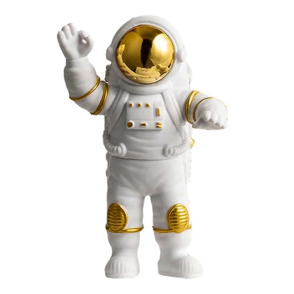 Guld Astronaut Figur Rymdtema Sovrumsinredning Hantverkspresent 15 cm hög