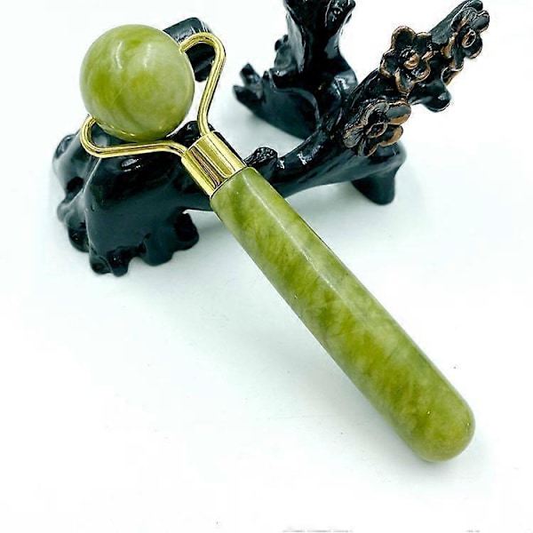 Jade Roller för Ansikte - 3 i 1 Kit med Ansiktsmassageverktyg, Äkta Naturlig Jade Sten Ansiktsroller Anti-Aging, Ansiktsskönhetsset för Ögon Anti-Rynkor