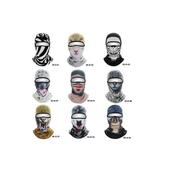 2 st Ansikts Gini Mjuk Utrustning 3D djur Headset Mask Kallt skydd Ansiktsvärme Elastisk Sammet åktur Skidmask A