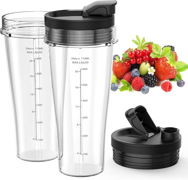 1 stk. blenderreservedele kompatible med Ninja, 24 oz Ninja blenderkopper med låg