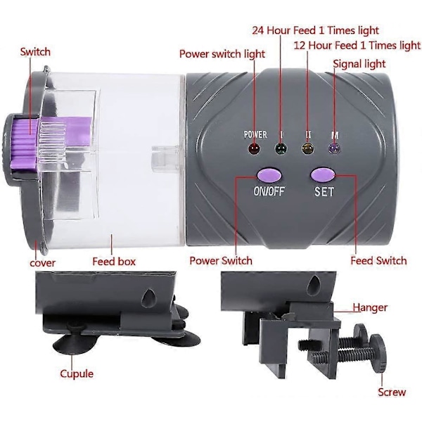 Fiskmatare, Automatisk Akvariefiskmatare Batteridriven, Guldfiskmat Timer