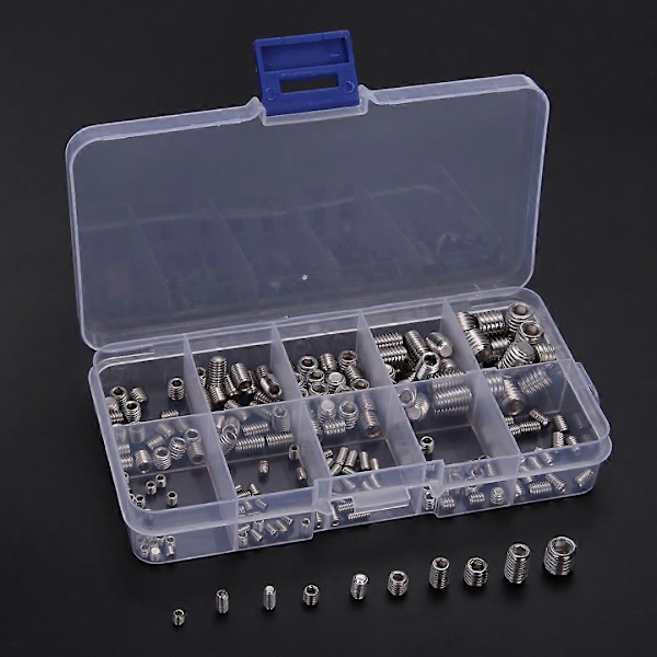 200st 304 Rostfria Stål Skruvar Sortimentslåda Set M3/M4/M5/M6/M8