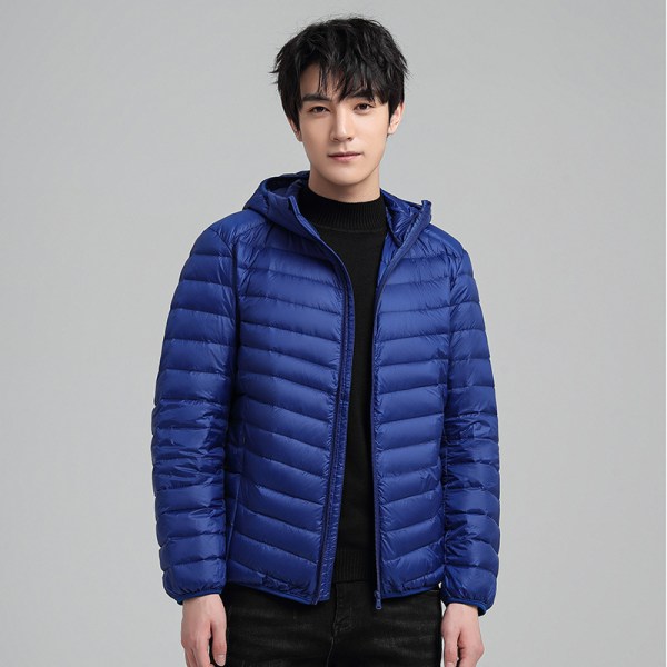 Snygg vinterjacka för män Varm lättviktig casual -ytterkläder blå XL