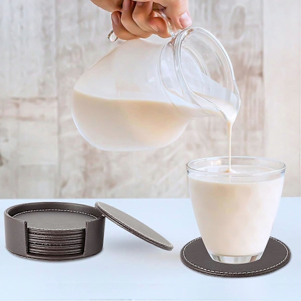 Nahkaiset lasinaluset, käsintehty design, pöytälevyn suojaukseen