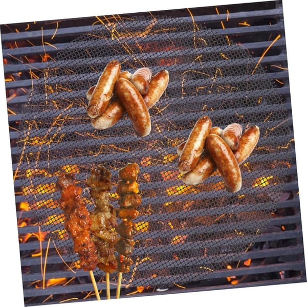 Grillmåtte Varmebestandigt Grillnet Til Camping Og Grill 40 cm Diameter Sort PTFE Belægning 3 Stk.