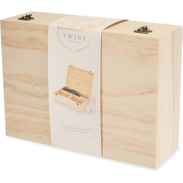 Champagne Gaveeske med Lokk, 2 Stilkfrie Fløyter, Tre Design