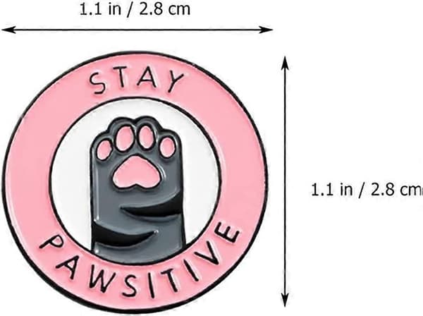 Pink Kat Broche - Rund Broche - Til Frakker, Tasker, Tørklæder