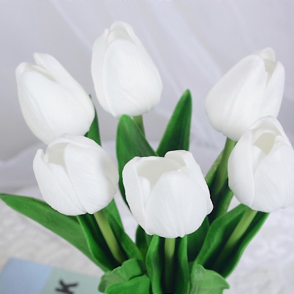 Bordlampe LED Tulip Lampe Kunstig Blomst Liten Nattlampe for Soverom Nattbordslampe