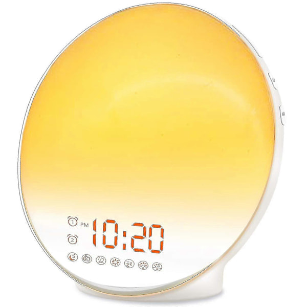 Sunrise Vekkerklokke, Egnet for Barn, Tungsovere, Soverom, Sunrise Simulering, Søvnhjelp, Dobbel Vekkerklokke, FM-radio, Snooze, Nattlys, D