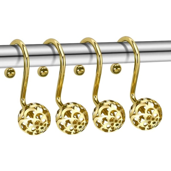 Guld duschdraperikrokar Ringar, set med 12 mässing De
