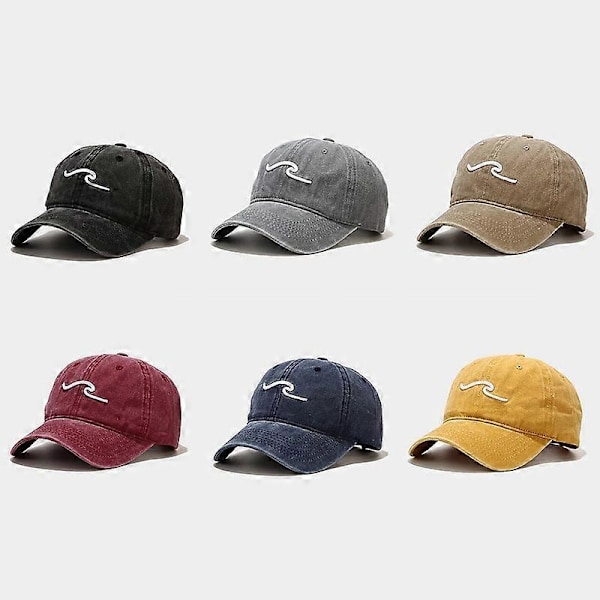 Ny baseballcaps med havbølgemotiv, vasket bomull, justerbar mote-pappa-hatt for kvinner og menn. Den beste Valentinsdagsgaven B