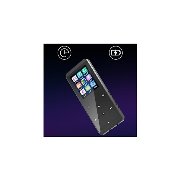 Bluetooth 4.0 Mp3 / Mp4-spelare med 8 GB minneskort, 1,8 tums LCD-skärm, Stödjer upp till 128 GB, Video/röstinspelning/FM-radio, E-bokläsare Svart