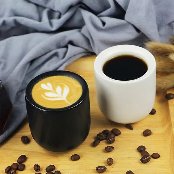 Vit Tjock Keramisk Kaffemugg Set (Set/Två)