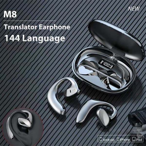 M8 144 sprog oversættelseshøretelefoner støjreduktion smart stemmeoversætter TWS Bluetooth-headset