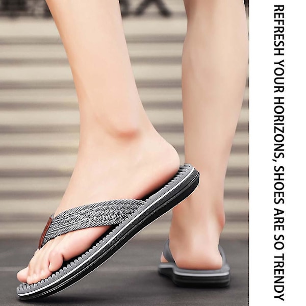 Moderigtige herreslippers med stofremme, skridsikre slippers med blød sål til stranden, simple slippers med spænde
