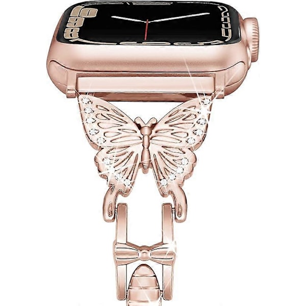 Starlight Kompatibel med Apple Watch Armband 41mm 40mm 38mm Metall Justerbart Glänsande Fjärilsarmband för Apple Watch Ultra, Series 8 7 6 5 4 3 2 1 SE