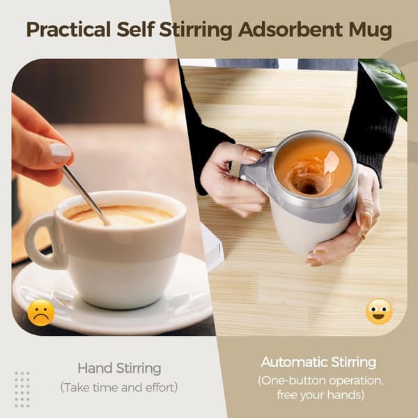 Selvrørende kaffekrus, 2 stk. automatisk adsorberende reise-rørekrus, 393 ml