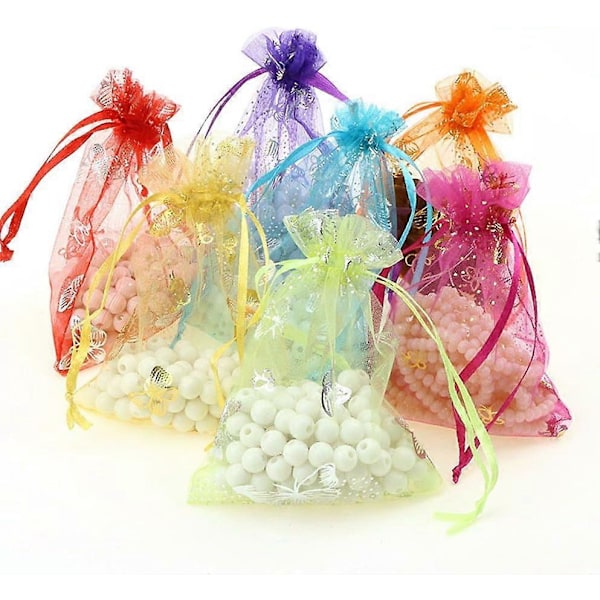 100-pak Organza Gaveposer - 15x23 cm Snøreposer til Gaver