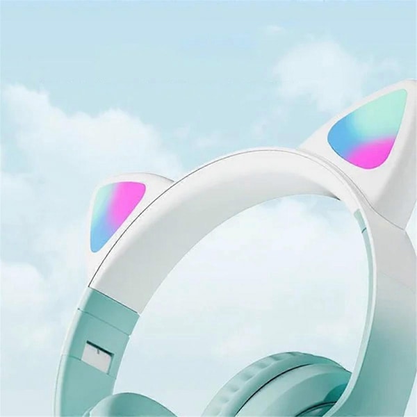 Sødt Kat Gradient Trådløse Headset LED Lys Lilla