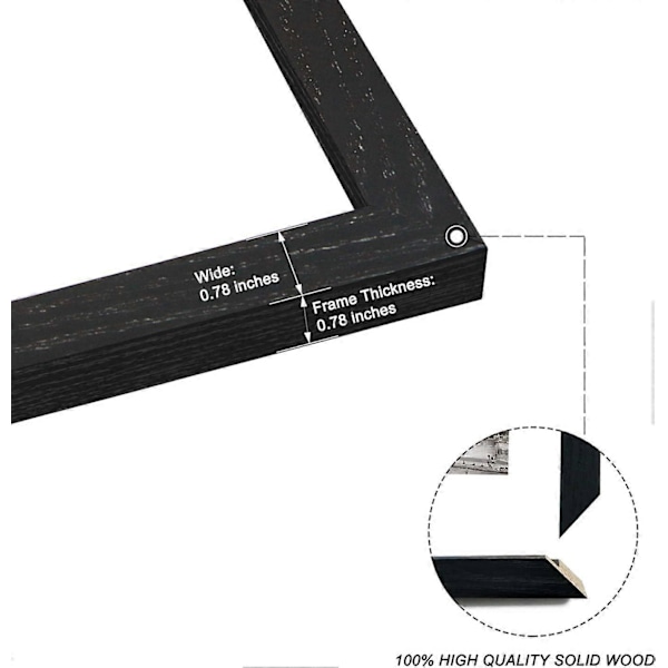 12x16 Fotoram i Massivt Trä - Dubbel Matt Design för 11x14 eller 8.5x11 Utskrifter