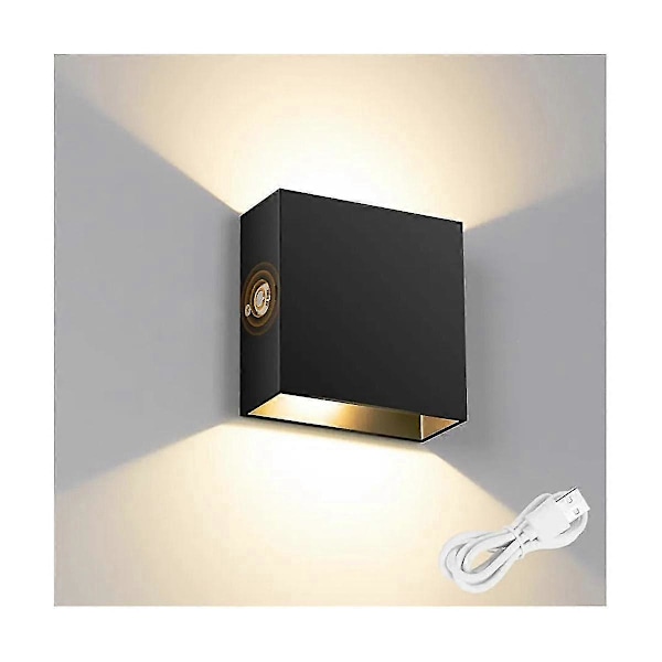 Touch Vägglampa, USB Uppladdningsbar Nattlampa, Aluminium, Magnetisk Vägglampa, Justerbar med Touchjustering (Vitt Ljus)